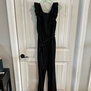 Elegant Black Ruffle Jumpsuit